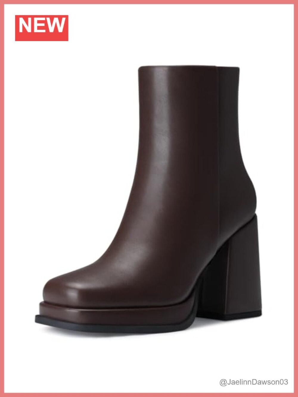 Women Platform Ankle Boots Chunky Block High Heel PU Leather Booties